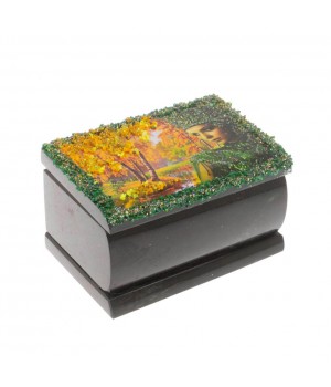 Шкатулка "Хозяйка медной горы. Осень" змеевик 10х6,5х6 см 128774 Шкатулка "Хозяйка медной горы. Осень" змеевик 10х6,5х6 см 128774