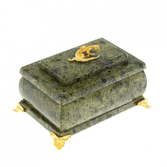 Шкатулка с зеркалом на ножках камень змеевик 10х7х6 см 112006