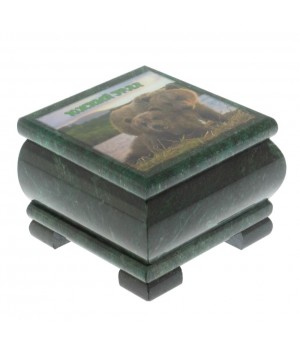 Шкатулка "Мишки" из змеевика 10х10х7 см 128856