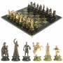 Шахматы подарочные "Турецко-европейская война" камень змеевик бронза 48х48 см 117806