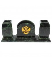 Офисный письменный набор с гербом РФ из шабровского змевика 129389