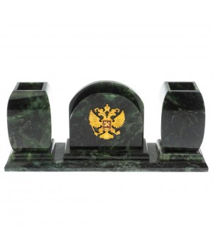 Офисный письменный набор с гербом РФ из шабровского змевика 129389