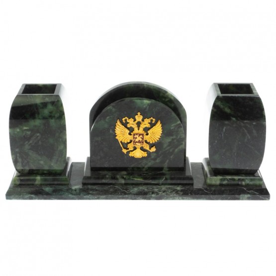 Офисный письменный набор с гербом РФ из шабровского змевика 129389
