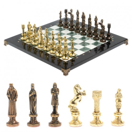 Шахматы подарочные "Ренессанс" доска 36х36 см мрамор / змеевик 127949