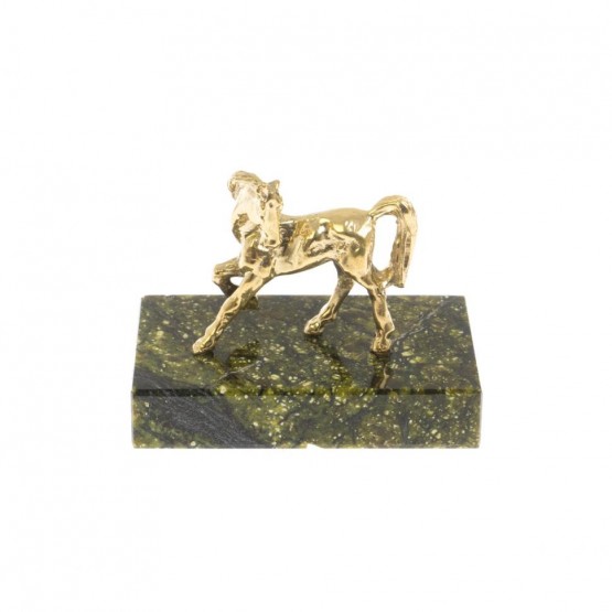 Статуэтка "Лошадка" из бронзы на подставке из светло-зеленого змеевика 129988