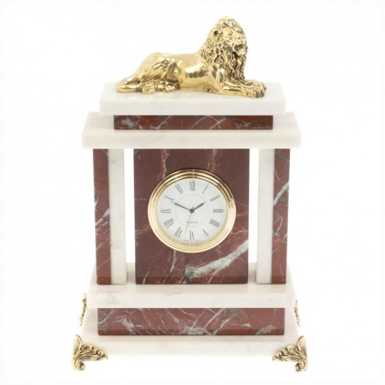 Часы "Лев" из мрамора и креноида 129868