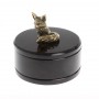 Шкатулка круглая "Лисенок" из черного обсидиана 7,5х7,5х8 см 130051