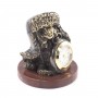 Часы из бронзы "Тузик в шапке-ушанке" на подставке из камня 121489