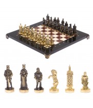 Шахматы бронзовые "Европейские" доска 32х32 см лемезит мрамор / Шахматы подарочные / Шахматный набор в подарок / Настольная игра для взрослых и детей