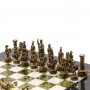 Шахматный набор "Римляне" доска 28х28 см из мрамора и змеевика фигуры цвет бронза-золото / Шахматы подарочные / Шахматы металлические / Настольная игра