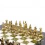 Шахматный набор "Римляне" доска 28х28 см из мрамора и змеевика фигуры цвет бронза-золото / Шахматы подарочные / Шахматы металлические / Настольная игра