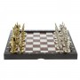 Настольные шахматы "Русские витязи" камень мрамор лемезит фигуры металлические доска 36х36 см
