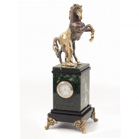 Часы "Конь с попоной" нефрит бронза 116630