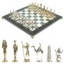 Сувенирные шахматы "Древний Египет" доска 40х40 см камень мрамор змеевик фигуры металлические