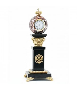 Настольные часы с шаром "Корона" из бронзы и камня 113125