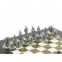 Шахматы бронзовые "Идолы" доска 28х28 см мрамор змеевик / Шахматы подарочные / Набор шахмат / Настольная игра