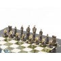 Шахматы бронзовые "Идолы" доска 28х28 см мрамор змеевик / Шахматы подарочные / Набор шахмат / Настольная игра