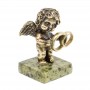 Статуэтка "Ангелочек с кольцами" бронза змеевик 116385