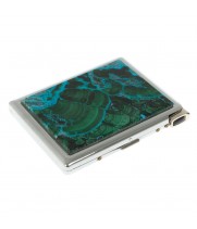 Портсигар 10 сигарет с зажигалкой камень малахит с хризоколлой 128700