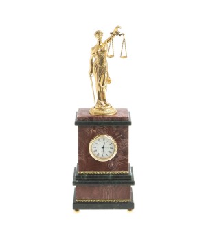 Декоративные часы "Фемида" камень лемезит бронза