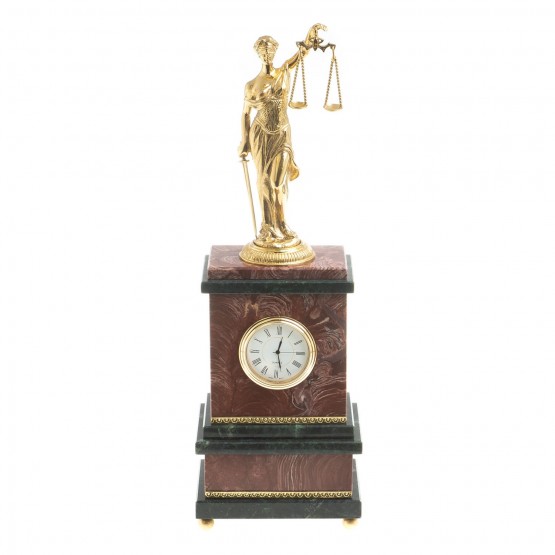 Декоративные часы "Фемида" камень лемезит бронза