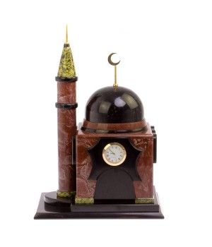 Часы "Мечеть" средняя камень лемезит, змеевик / часы декоративные / интерьерные часы / подарочные часы