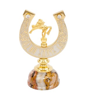Сувенир подкова "На удачу" из яшмы в подарочной коробке Златоустовская гравюра