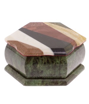 Шкатулка с мозаикой "Шесть граней" из камня 14,5х12,5х7 см 125869