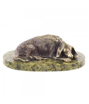 Статуэтка "Собака охотничья" из бронзы и змеевика 119956