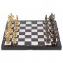 Шахматы подарочные бронзовые "Богатыри" доска 40х40 см из мрамора и змеевика