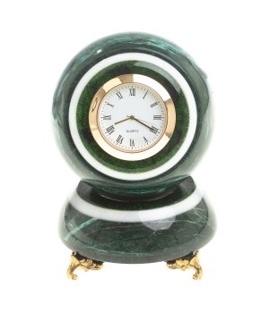 Сувенирные часы "Шар Антистресс" камень змеевик 9,5х9,5х13 см 123602