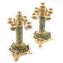 Декоративные канделябры "Барокко" из бронзы и натурального змеевика 5 свечей пара