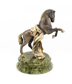 Статуэтка из бронзы и змеевика "Конь с попоной" 116206