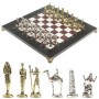 Настольные шахматы "Древний Египет" доска 32х32 см из камня мрамор лемезит фигуры металлические