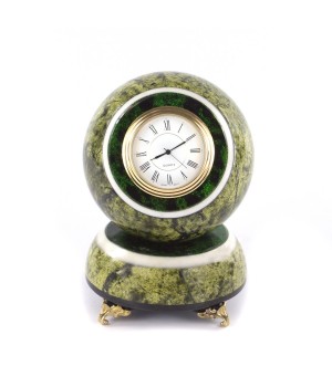 Подарочные часы "Шар Антистресс" из камня змеевик 11х11х14 см 121376