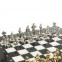 Декоративные шахматы "Дон Кихот" доска 28х28 см из камня мрамор змеевик фигуры металлические