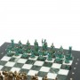Шахматы "Римские воины" фигуры бронза / патина 28х28 см из мрамора и змеевика 128208
