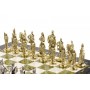 Шахматы из камня с металлическими фигурами "Русь" доска 40х40 см мрамор и змеевик