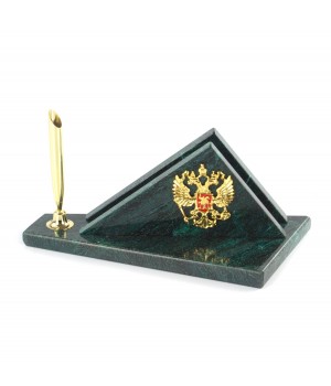 Визитница настольная с гербом России из змеевика 113465