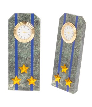 Настольные часы "Погон полковник ФСБ, ФСО" камень змеевик - оригинальный подарок на день ФСБ