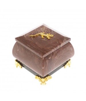 Шкатулка квадратная с ящерицей камень лемезит 6х6х5 см 129822