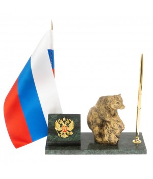 Флагшток с ручкой "Медведь на камне" из змеевика 129632
