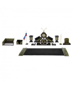 Письменный набор "Орел" из змеевика с бюваром и лотком для бумаг А4 124569