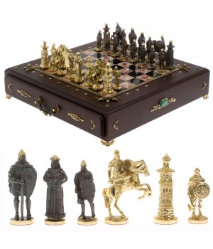 Шахматный ларец "Богатыри" бронза креноид 130040