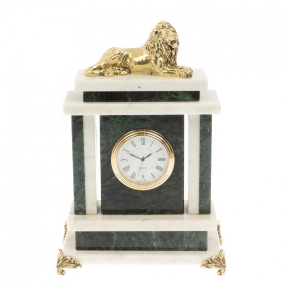Часы "Лев" из нефрита белого мрамора 129859