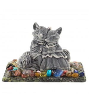 Сувенир "Пара лис на бревне" из мрамолита 120594