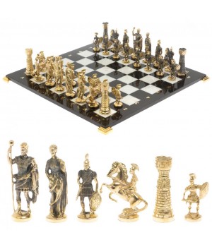 Шахматы с фигурами из бронзы "Римские" доска мрамор долерит 37х37 см 129725 Шахматы с фигурами из бронзы "Римские" доска мрамор долерит 37х37 см 129725