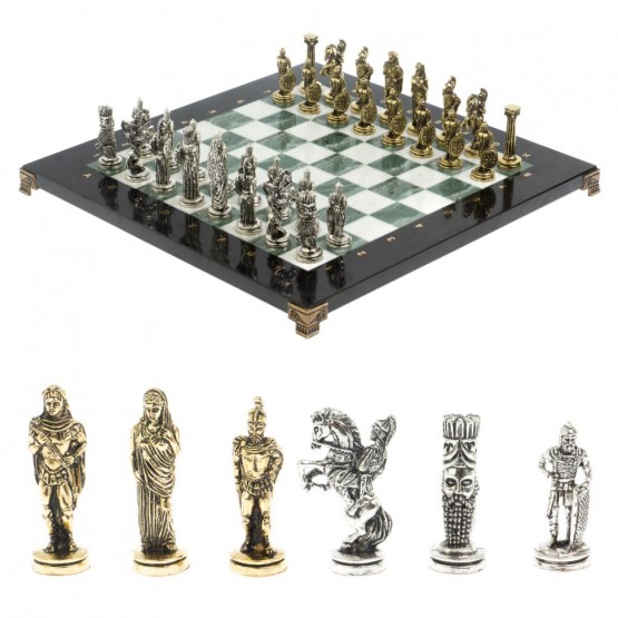 Шахматы подарочные Александр Македонский" доска 36х36 см мрамор / змеевик 127956