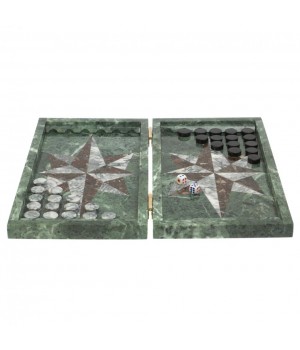 Нарды из камня "Роза ветров" серый мрамор / конгломерат 126940