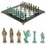 Шахматы "Александр Македонский" фигуры бронза / патина мрамор змеевик 36х36 см 128370
